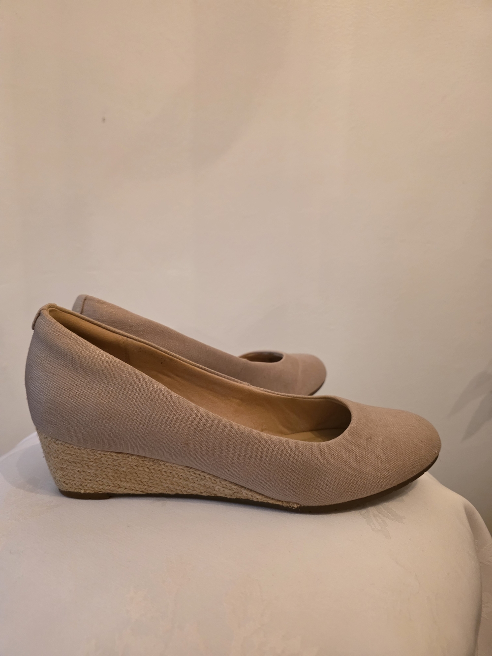 Clark's Neutral Canvas Wedge Pumps - Women's Shoes